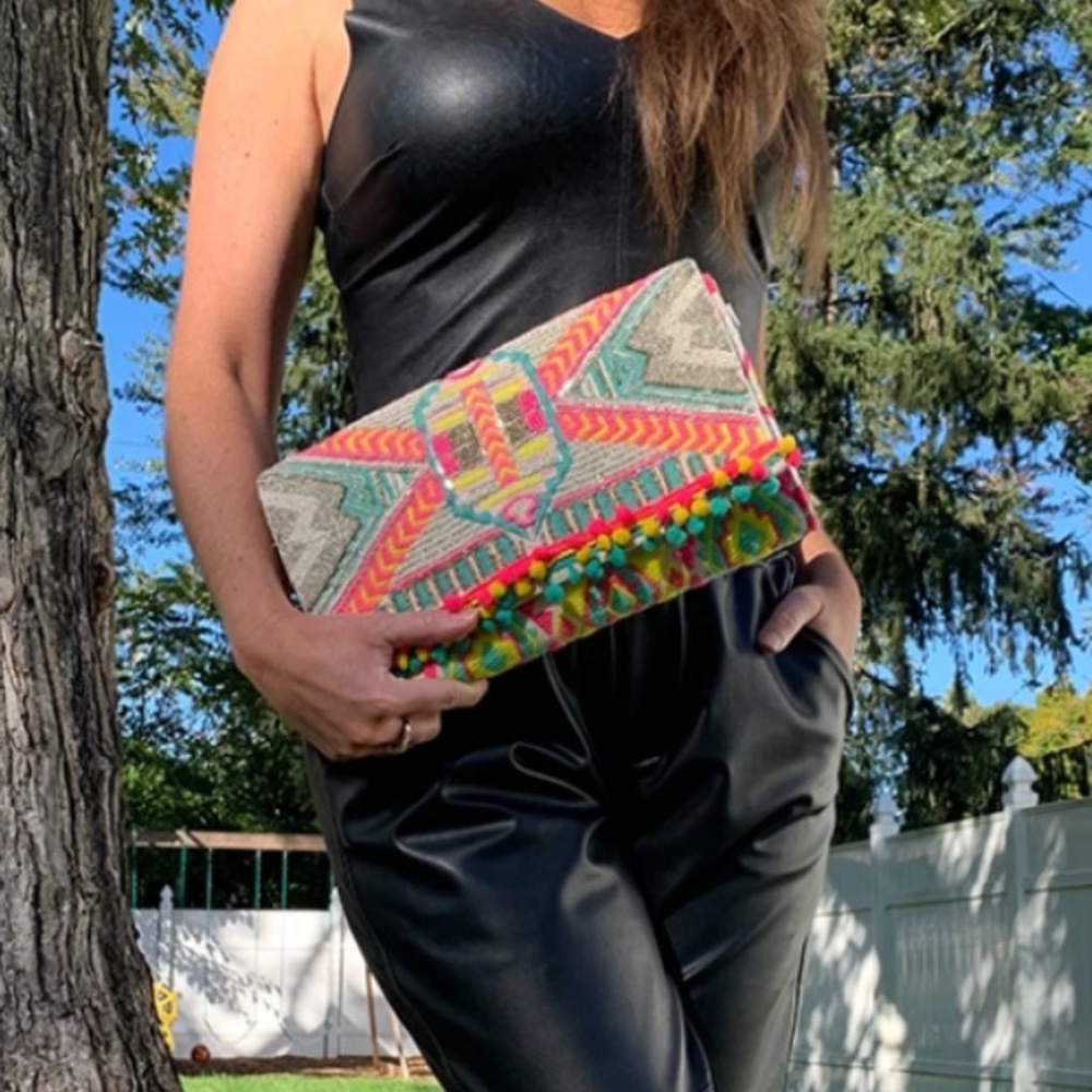 American and Beyond Clutch with chain.